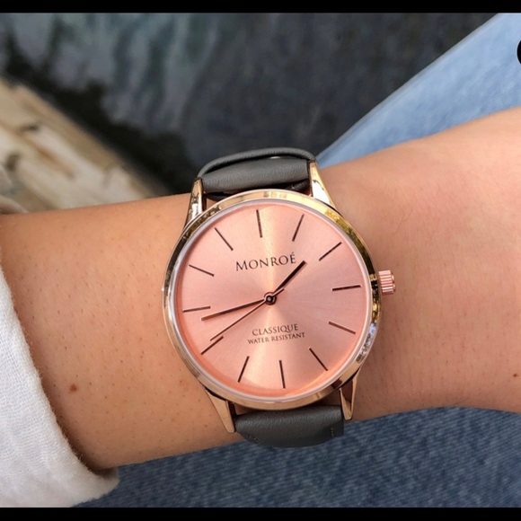 Monroe’ Accessories - Monroe Sunburst Sole’rose Watch Gray Leather